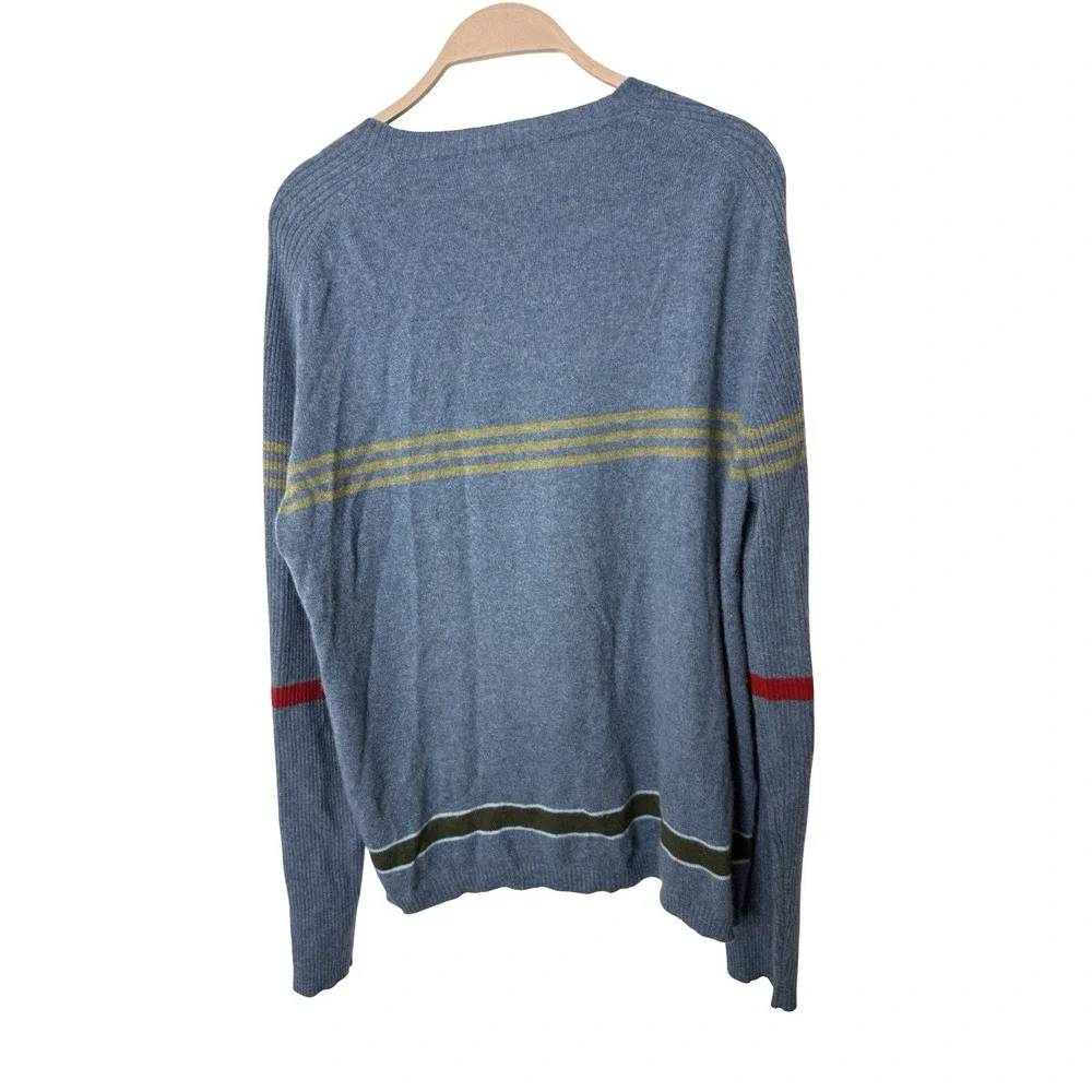 Gene Meyer sz XL mens cashmere sweater blue striped